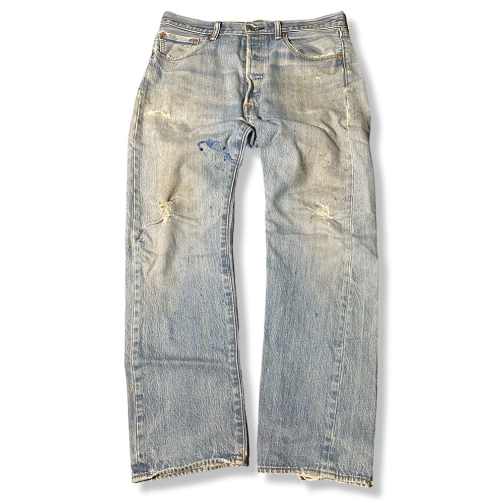 Men's Light Blue Distressed Jeans